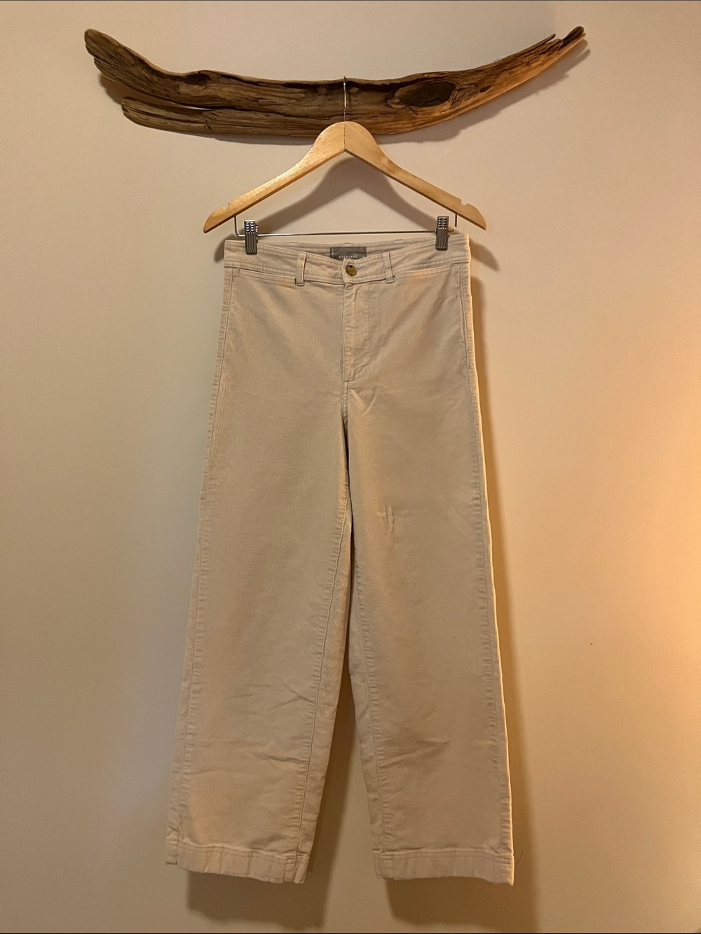 Everlane Cream Wide-Leg High Waist Pants